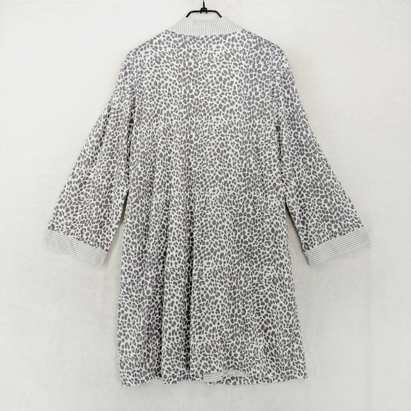 Midnight by Carole Hochman Cotton Leopard Print Gray Casual Robe P6593 - Picture 4 of 7